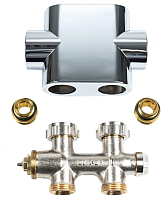 Вентильный блок прямой формы с декоративной крышкой Хром