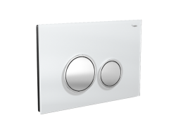 Панель смыва РЕХАУ NOVA ORB GLASS с круглыми клавишами, закаленное стекло, белый, клавиши и их контур хром, глянцевый