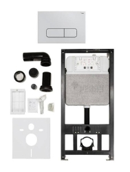Комплект инсталляции РЕХАУ NOVAFLOW с панелью смыва NOVA ELLIPSE 001 с овальными клавишами, пластик, белый, глянцевый