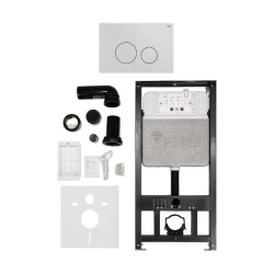 Комплект инсталляции РЕХАУ NOVAFLOW с панелью смыва NOVA ORB 001 с круглыми клавишами, пластик, белый, глянцевый