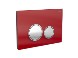 Панель смыва РЕХАУ NOVA ORB GLASS с круглыми клавишами, закаленное стекло, красный, клавиши и их контур хром, глянцевый