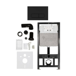 Комплект инсталляции РЕХАУ NOVAFLOW с панелью смыва NOVA ELLIPSE 001 с овальными клавишами, пластик, черный, матовый