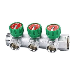 Коллектор регулирующий Varmega, 1", на 3 выхода 3/4"ЕК, хромированный