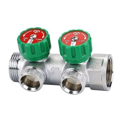 Коллектор регулирующий Varmega, 1", на 2 выхода 3/4"ЕК, хромированный